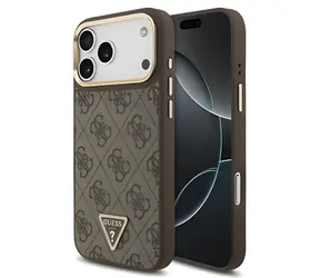 Guess PU Leather 4G Strass Triangle Logo Gold Frame Brown