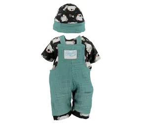 Petitcollin Obleček Clément / pre bábiku 36 cm / zelená, čierna / od 18 mesiacov