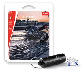 Haspro Moto priehľadná-modrá / Špunty do uší / pre motocyklistov / SNR 26 dB / silikónové / 1 pár