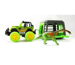 MAC TOYS Auto Jeep s prívesom a dinosaurom / plast