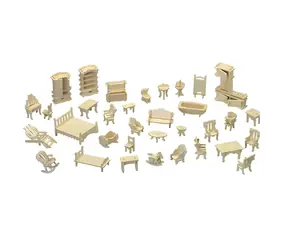 Woodcraft Drevené 3D puzzle Set nábytku / od 5 rokov / Obtiažnosť: nízka