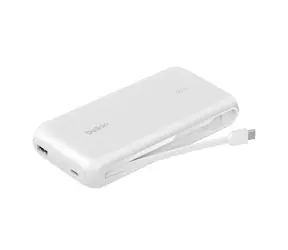 Belkin BOOST CHARGE 20000mAh + kábel biela / PowerBanka / integrovaný USB-C kábel / 30W PD