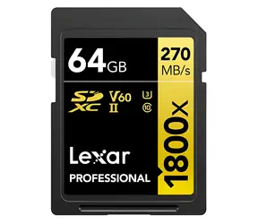 Lexar Professional 1800x SDXC 64GB / Pamäťová karta / UHS-II U3 / V60 / Class 10 / čítanie: 270 MB/s / zápis: 180 MB/s