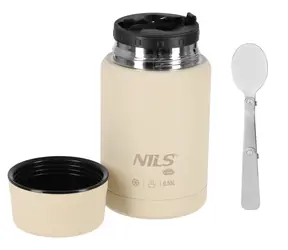 NILS Camp NC3807 béžová / Termoska na jedlo / 550 ml / nerezová oceľ / BPA free