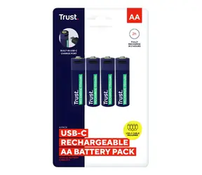 Trust 25631 / Dobíjacia batéria AA / USB-C / 1700 mAh / 4 ks / 800 cyklov