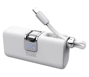 Trust Pacto 5000 PD Pocket biela / Powerbanka / 5000 mAh / USB-C PD / 20W / LED displej