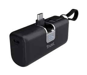 Trust Pacto 5000 PD Pocket čierna / Powerbanka / 5000 mAh / USB-C PD / 20W / LED displej