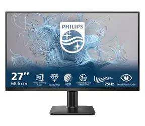 27" Philips 27E2N1500L čierna / Monitor / IPS / 2560 x 1440 / 75Hz / 4ms / 300cd / HDR10