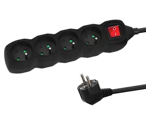 Esperanza ELK212K čierna / Predlžovací prívod 230V / 1,5 m / 4 zásuvky / vypínač / detská poistka