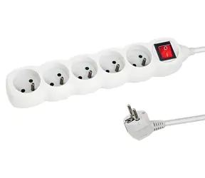 Esperanza ELK214W biela / Predlžovací prívod 230V / 1.5m / 5 zásuviek / vypínač