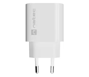 Natec Ribera biela / Sieťová nabíjačka / 1x USB-C + 1x USB-A / 20 W / PD/QC
