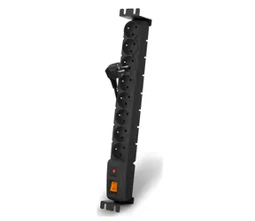 19" Acar S8 5m čierna / Rozvodný panel / 8x zásuvka 230V / prepäťová ochrana 10A / rack 1,5U