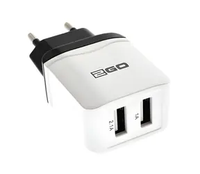 2GO biela / Sieťová nabíjačka / 2x USB-A / 10,5 W / 2,1 A