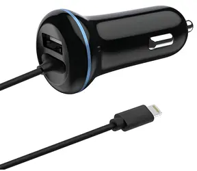 2GO 12W čierna / Nabíjačka do auta / 1x USB-A / Lightning kábel / 140 cm