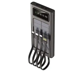 2GO Solar 797371 čierna / Powerbanka / 10 000 mAh / solárne dobíjanie / LED svietidlo / hliníkové telo