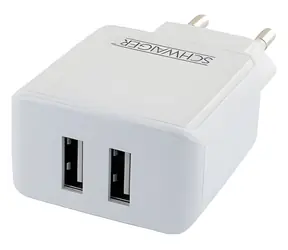 Schwaiger biela / Sieťová nabíjačka / 2x USB / 2,4 A / 12 W