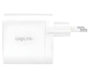 LogiLink biela / Nabíjací adaptér / 1x USB-A / 1x USB-C / GaN / 40W
