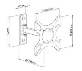 Techly 301443 čierna / Nástenný držiak pre TV / VESA 200x200 / 19-37" / do 25 kg