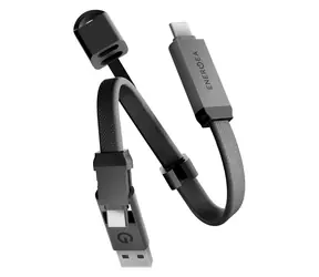 Energea Sheath Key 2v1 Gunmetal / Nabíjací a dátový kábel na kľúčenku / USB-C / 60 W / 15 cm