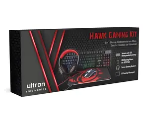 Ultron HAWK Gaming Set čierna / Herný set klávesnica, myš, slúchadlá a podložka / USB / LED podsvietenie / QWERTZ