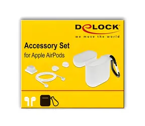 DeLock biela / Ochranná sada / pre Apple AirPods / 5v1 - púzdro, klip, pútko, karabína