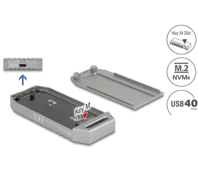 DeLock USB4 sivá / Externé puzdro pre M.2 NVMe SSD / 40 Gbps / hliník / bez nástrojov