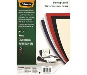 Fellowes Delta A4 biela / Kartónové dosky / 100 ks / imitácia kože / FSC