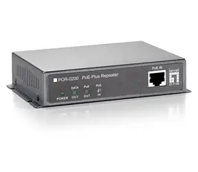LevelOne PoE repeater čierna / Sieťový opakovač / 2x PoE FE / dosah 200 m / kaskádovateľný