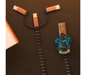 ThumbsUp! Ravenclaw hnedá, fialová / Nabíjací kábel / 3v1 / USB-A, Micro-USB, Lightning, USB-C / 1 m