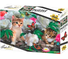 Prime 3D Puzzle Mačiatka medzi pivonkami / 1000 dielikov