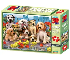Prime 3D Puzzle Psíci / 48 dielikov / 3D efekt / 31 x 23 cm