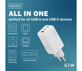 Digitus GaN 67W / Nabíjací adaptér / 2x USB-C / 1x USB-A