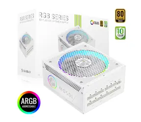 Gamemax RGB 1050G WH biela / PC zdroj / ATX / 1050W / 80 PLUS Gold / Plne modulárne / RGB