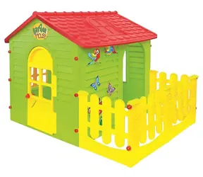 MOCHTOYS Detský záhradný domček zelený/s terasou/127 × 120,5 × 120 cm