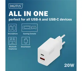 Digitus 20W / Nabíjačka / 1x USB-C / 1x USB-A
