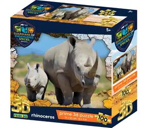 Prime 3D Puzzle Ohrozené druhy: Nosorožec / 3D efekt / 100 dielikov