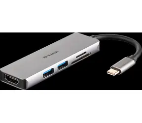 D-Link DUB-M530 strieborná / USB-C hub / 5v1 / HDMI / 2x USB 3.0 / čítačka SD a microSD kariet