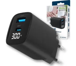 Gembird TA-UC-PDQC30LCD-BK-01 čierna / Sieťová nabíjačka / 30W / LCD displej / PD & QC