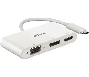 D-Link DUB-V310 biela / USB-C adaptér / 3v1 HDMI + VGA + DisplayPort / 4K 30 Hz