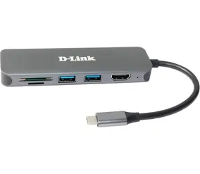 D-Link DUB-2327 čierna / USB-C hub / 6v1 / HDMI / čítačka kariet / PD