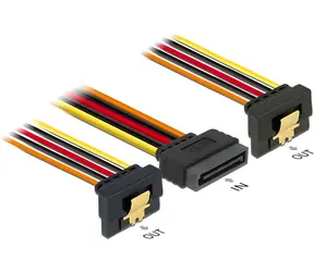 DeLock 60145 / Napájací kábel / SATA 15pin (M) - 2x SATA 15pin (F) / 0,15m