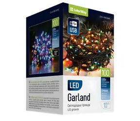 Colorway LED reťaz vnútorná / 100 LED / 10 m / 8 funkcií / viacfarebná / USB napájanie