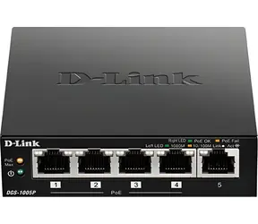 D-Link DGS-1005P / Switch / 5- Port 10/100/1000 Mbps / 4X PoE+ / PoE budget 100 W