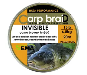 SEMA Šnúra Invisible / Pletená / 20 m / 15 lbs / 6,8 kg