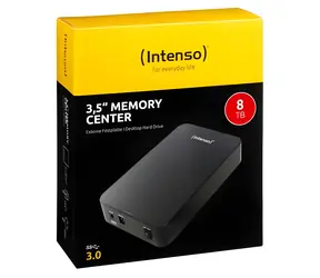 INTENSO Memory Center 8TB čierna / Externý disk / 3,5" / USB 3.0 / R: 85 MB/s / W: 75 MB/s