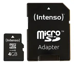 INTENSO microSDHC 4GB / Pamäťová karta / Class 10 / vr. SD adaptéra / čítanie 25 MB/s
