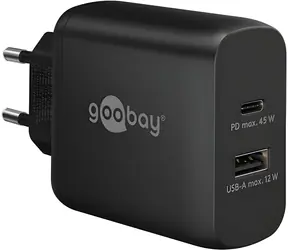 Goobay USB-C PD 45W čierna / Nabíjačka / GaN / 1x USB-C PD / 1x USB-A