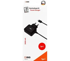 2GO 12W čierna / Sieťová nabíjačka / USB-C / vr. kábla USB-C 140 cm / 100-240 V