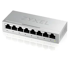 ZyXEL GS-108B v5 strieborná / Desktop Switch / 8x 1Gbps / 2x QoS / Kovové prevedenie