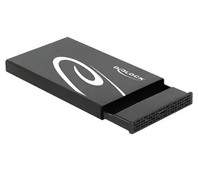 DeLock 42611 čierna / Externý box pre HDD/SSD / 2,5" SATA / USB-C 3.2 Gen 2 10 Gbps / hliník